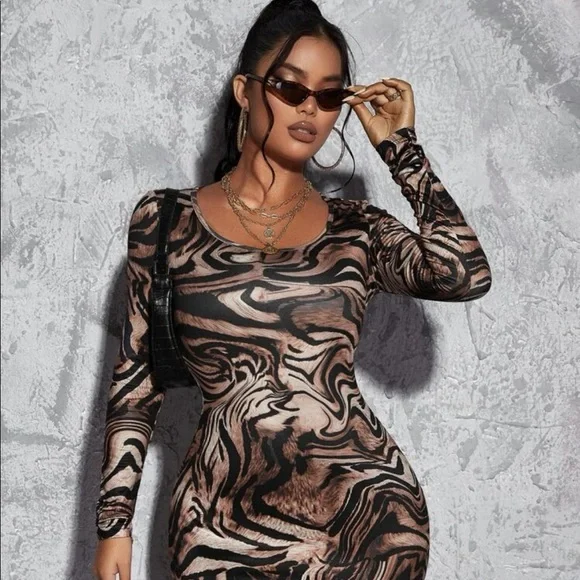 tiger bodycon dress Long Sleeve Tiger Print Bodycon Dress Buy Outer Beauty LLC